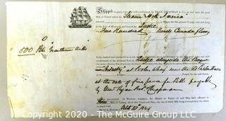 Antique Shipping Transportation Ephemera from 1864, Bill of Lading, Quebec