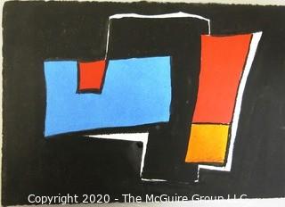 Small Unframed Modern Abstract Paint on Paper Signed by Walter Thrift.  Measures approximately 11" x 8".