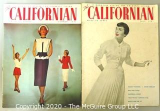 Two 1952 The Californian Magazines - Fashion, Art & Leisure. 