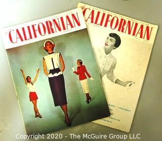 Two 1952 The Californian Magazines - Fashion, Art & Leisure. 