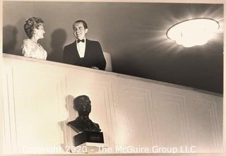 President Richard Nixon and First Lady Pat Nixon at the Kennedy Center, October 1971, Black & White Official Photograph. The White House.  Measures approximately 9" x 13".