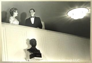 President Richard Nixon and First Lady Pat Nixon at the Kennedy Center, October 1971, Black & White Official Photograph. The White House.  Measures approximately 9" x 13".