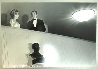 President Richard Nixon and First Lady Pat Nixon at the Kennedy Center, October 1971, Black & White Official Photograph. The White House.  Measures approximately 9" x 13".