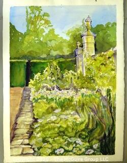 Art: Watercolor: unaccredited: Garden scene