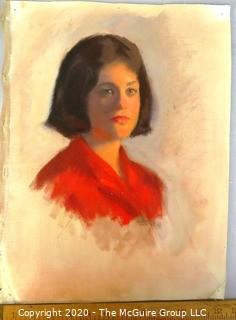 Unframed and Unsigned Oil on Canvas, Female Portrait.