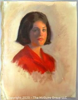 Unframed and Unsigned Oil on Canvas, Female Portrait.