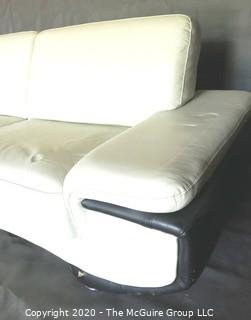 Black & White Modern Contemporary Faux Leather Couch with minor damage from storage/transport. (Description altered 7/29/20 at 18:36 ET)