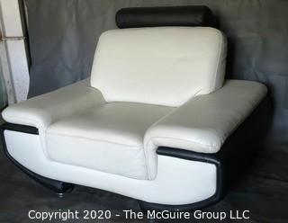 Black & White Modern Contemporary Faux Leather Arm Chair. (Description altered 7/29/20 @ 18:37 ET)