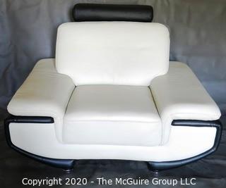 Black & White Modern Contemporary Faux Leather Arm Chair. (Description altered 7/29/20 @ 18:37 ET)