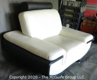 Black & White Modern Contemporary Faux Leather Arm Chair. (Description altered 7/29/20 @ 18:37 ET)