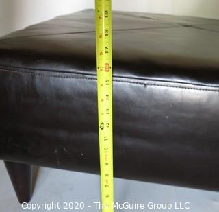 Modern Contemporary Black Leather Ottoman.  