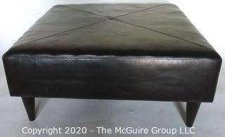 Modern Contemporary Black Leather Ottoman.  