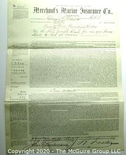 Collectible: Ephemera: 1876: Hartford Insurance policy