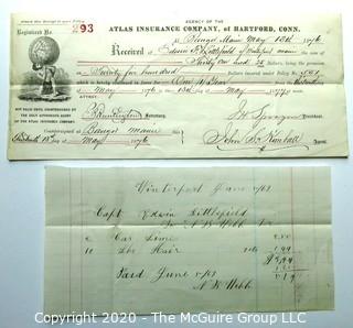 Collectible: Ephemera: 1876: Hartford Insurance policy