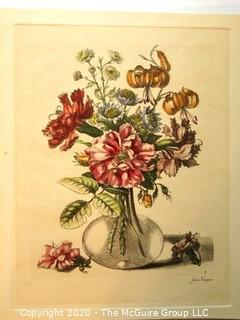 Two Hand Colored Floral Lithographs After Jean Vauquer (French 1621 – 1686). 