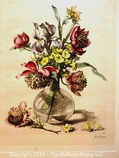 Two Hand Colored Floral Lithographs After Jean Vauquer (French 1621 – 1686). 