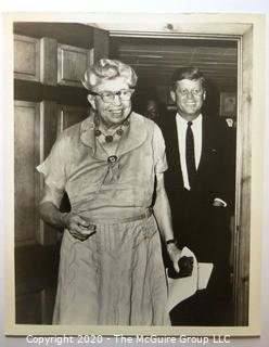 Vintage Black & White Photo of Eleanor Roosevelt and President John F. Kennedy, Photographer Presumed A. Rickerby.