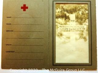 Cabinet Card of Baby in Christening Outfit and 1918 WWI Casualty Photo Card of Grave Stone. 