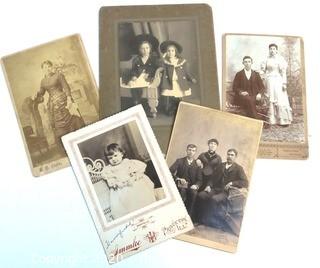 Five Antique Cabinet Cards of Family Photos.