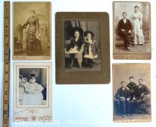 Five Antique Cabinet Cards of Family Photos.