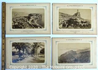 Antique Double Sided Photos of The Cote D'Azur from a Littoral Mediterranean Lithograph Album.