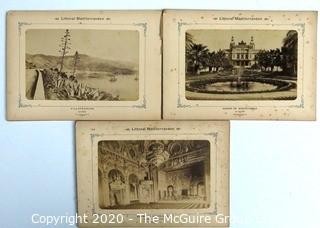 Antique Double Sided Photos of The Cote D'Azur from a Littoral Mediterranean Lithograph Album.