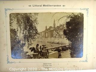 Antique Double Sided Photos of The Cote D'Azur from a Littoral Mediterranean Lithograph Album.