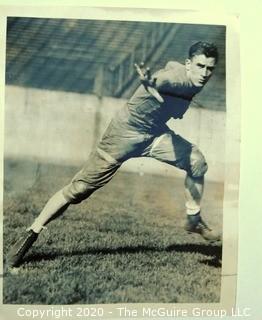 1933 Black & White Photo of College Football Player Howie O'Dell. University of Pittsburgh Halfback and Yale Football Coach. Approximately 8" X 10"