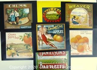 Set of Reproduction Fruit Label Prints in Folder