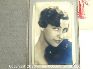 Two Vintage Photos in Folders.  Women at lunch in Mexico and a vintage Glamour Shot. 