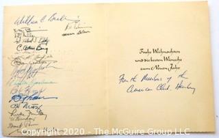 Signed Card from the American Club, Written in German.