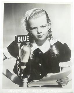 Vintage Black & White Publicity Stills - Man with magnifying glass and Lorna Lynn (Meyers) as Jill Bartlett on the Blue Network radio show "My Best Girls" Circa 1930.