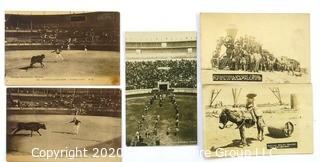 Five Antique Real Photo Postcards of Mexico, Texas Mexco Border and Bull Fight