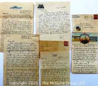 Group of WWII Letters to Miss Lois Fleming Dated 1938-1942 From Different Servicemen on Various (interesting Naval letterheads).