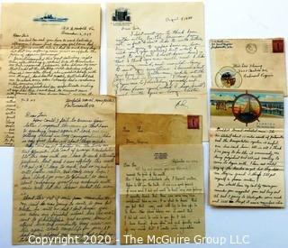 Group of WWII Letters to Miss Lois Fleming Dated 1938-1942 From Different Servicemen on Various (interesting Naval letterheads).