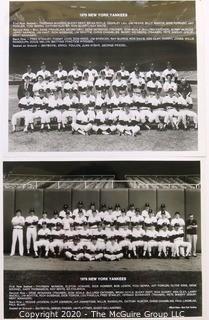 Two Black & White Baseball Photos of the 1978 and 1979 NY Yankees Team Photos