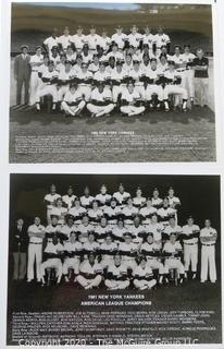 Two Black & White Baseball Photos of the 1980 & 1981  NY Yankees team photos - American League Champs