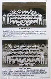 Two Black & White Baseball Photos of the 1982 and 1983 NY Yankees team photos