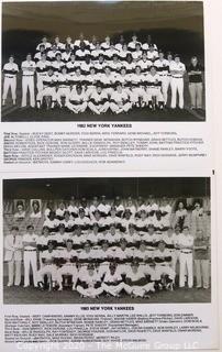 Two Black & White Baseball Photos of the 1982 and 1983 NY Yankees team photos