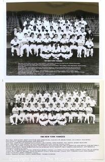 Two Black & White Baseball Photos of the 1984 and 1985 NY Yankees team photos 