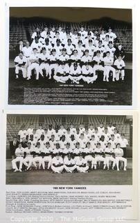 Two Black & White Baseball Photos of the 1984 and 1985 NY Yankees team photos 