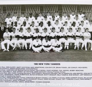 Two Black & White Baseball Photos of the 1984 and 1985 NY Yankees team photos 