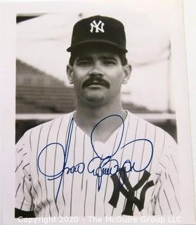 Three Black & White Signed Baseball Photos of Jerry Mumphrey, Jesse Barfield and ______; NY Yankees (x3) see all photos