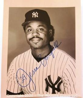 Three Black & White Signed Baseball Photos of Jerry Mumphrey, Jesse Barfield and ______; NY Yankees (x3) see all photos