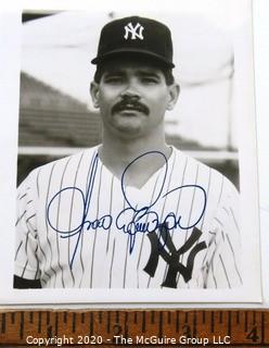 Three Black & White Signed Baseball Photos of Jerry Mumphrey, Jesse Barfield and ______; NY Yankees (x3) see all photos