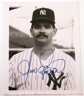 Three Black & White Signed Baseball Photos of Jerry Mumphrey, Jesse Barfield and ______; NY Yankees (x3) see all photos