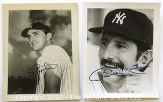 Set of Two Autographed Basseball photos of Joe Pepitone and Billy Martin