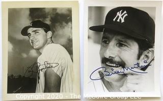 Set of Two Autographed Basseball photos of Joe Pepitone and Billy Martin