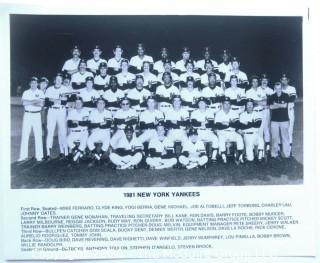 Black and White 1981 NY Yankees Baseball Team Photo