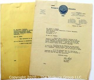 Collectible: Ephemera: Historical: Political: 1933 Inaugural Committee correspondence